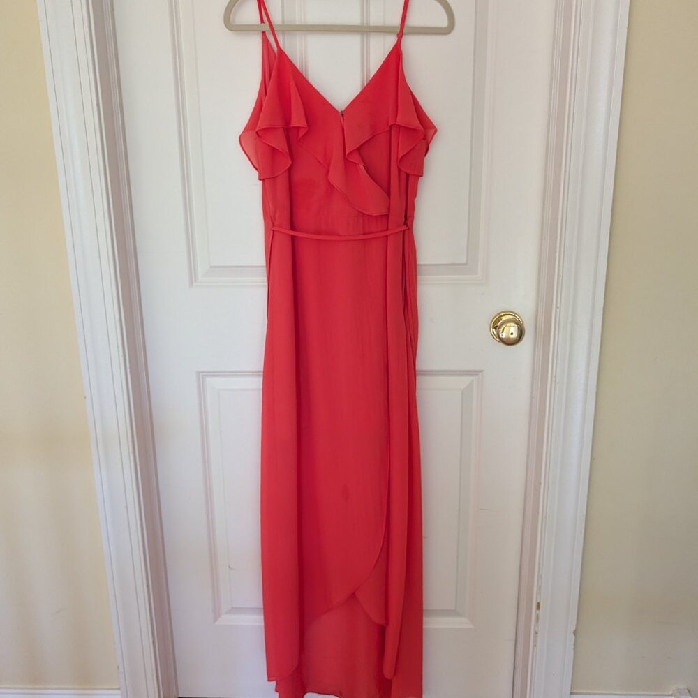 Design Lab Coral Ruffle Maxi Dress